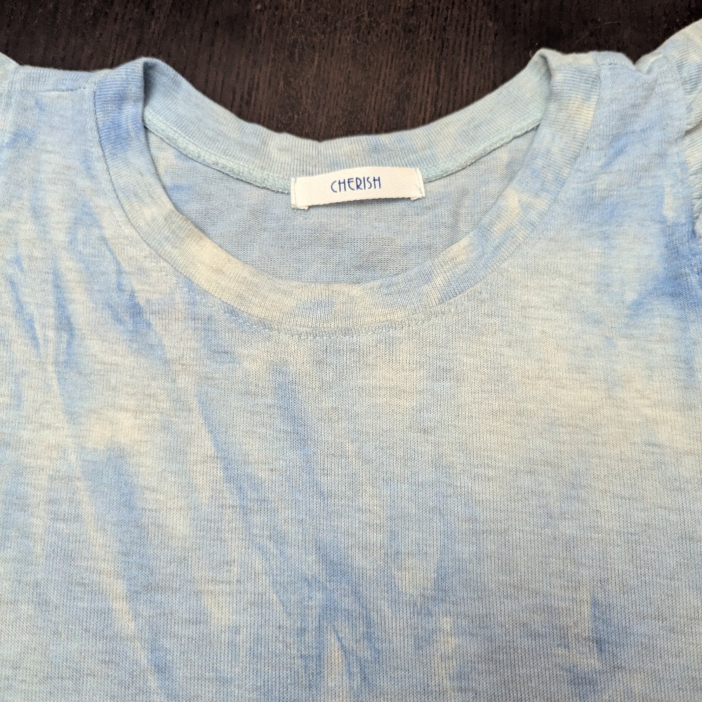 Citron Light Blue Ruffled Sleeve Top Y2K 90s Style Tye Dye - Picture 5 of 10